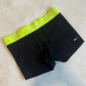 Nike Black Shorts with Neon Yellow Waistband